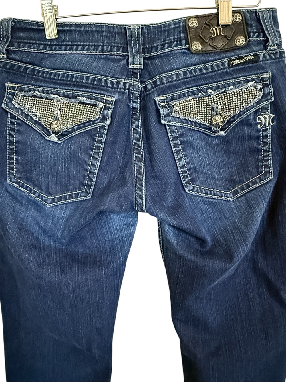 Miss Me JP5001S Skinny Jeans Women’s Size 32 Dark Wash Rhinestone Pocket Denim